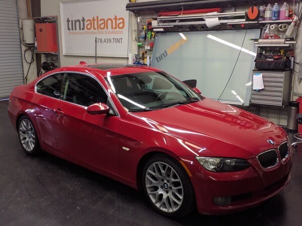 Red BMW 3 Series Coupe with ceramic window film Salt Lake City Utah
